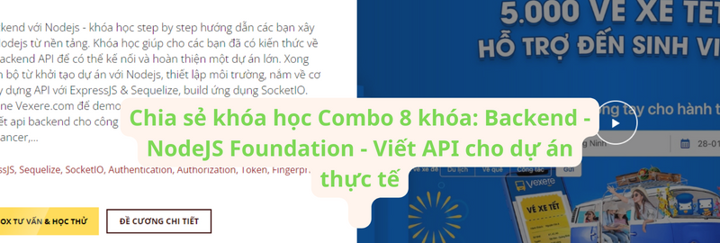 Combo 8 khóa: Backend - NodeJS Foundation - Viết API cho dự án thực tế